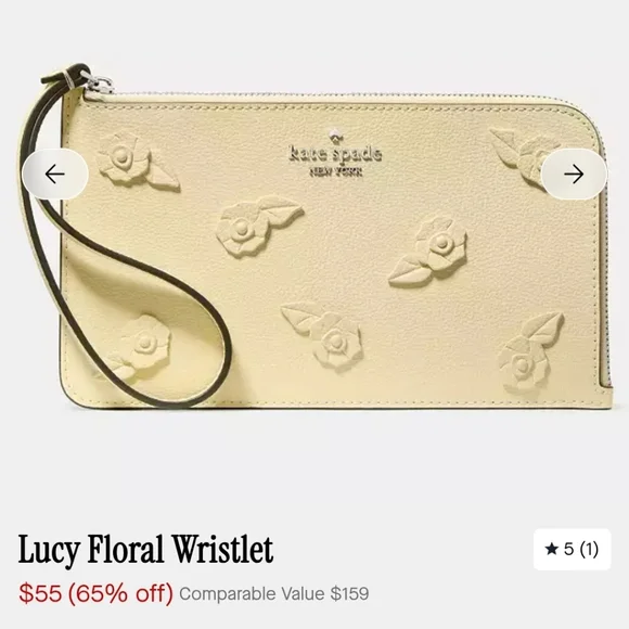 ✨️NWT✨️ Kate Spade Lucy Floral L-Zip Yellow Wristlet, 2026, $159 MSRP - Picture 2 of 4